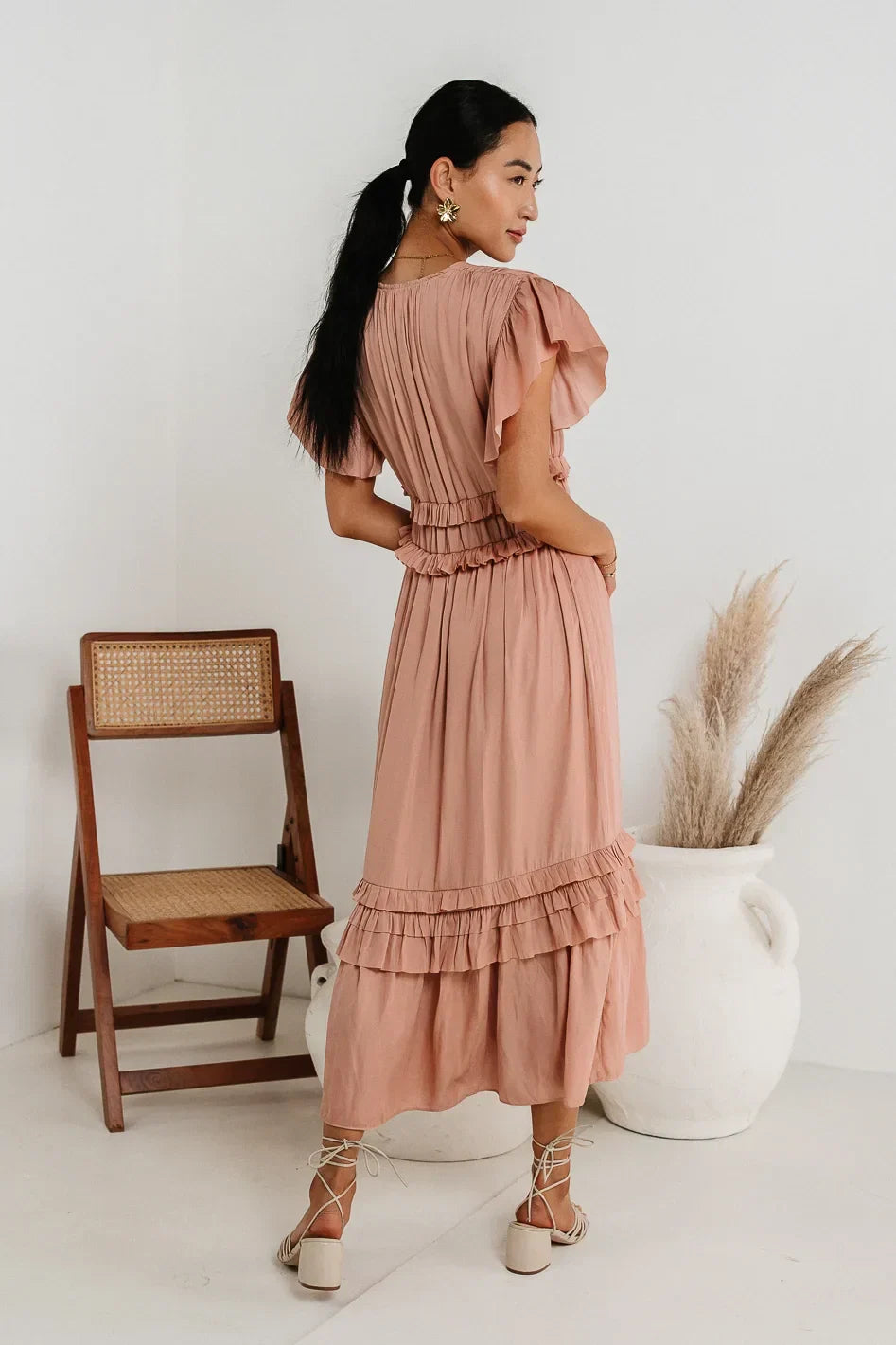Willa Ruffle Dress in Blush FINAL SALE
