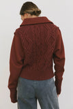 Irene Cable Knit Sweater in Burgundy FINAL SALE