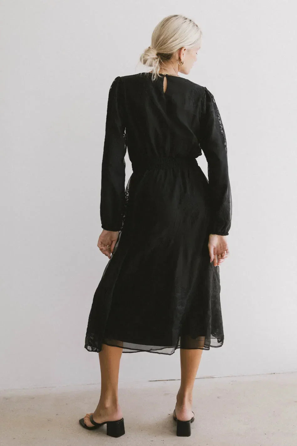 Andee Embroidered Midi Dress in Black FINAL SALE