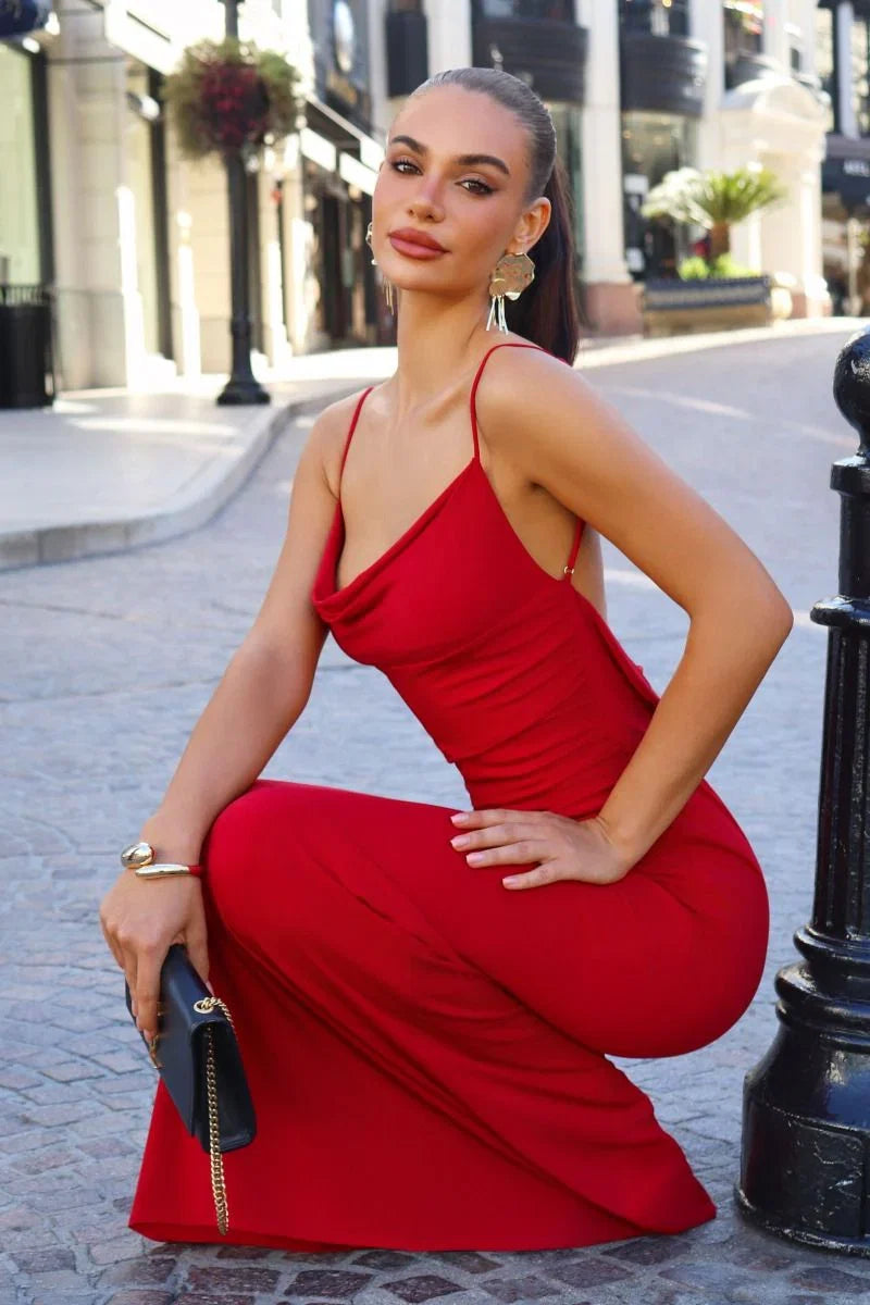 Bette Lace Back Draped Maxi Dress