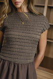 Lorie Mixed Media Maxi Dress in Brown