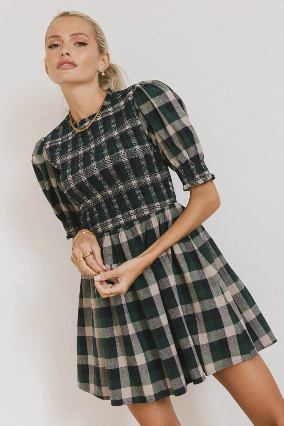 Emmett Plaid Smocked Mini Dress FINAL SALE