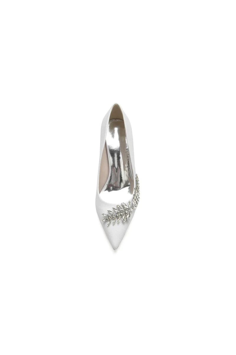 Glitter Pointed Toe Womens Wedding Shoes With Rhinestone