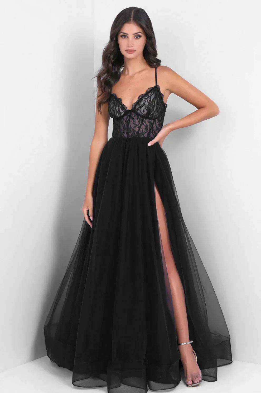 Dani Gown Black Lace Tulle A line Dress
