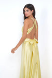 Odette Maxi Dress Yellow Open Back With Adjustable Bow Tie Detail