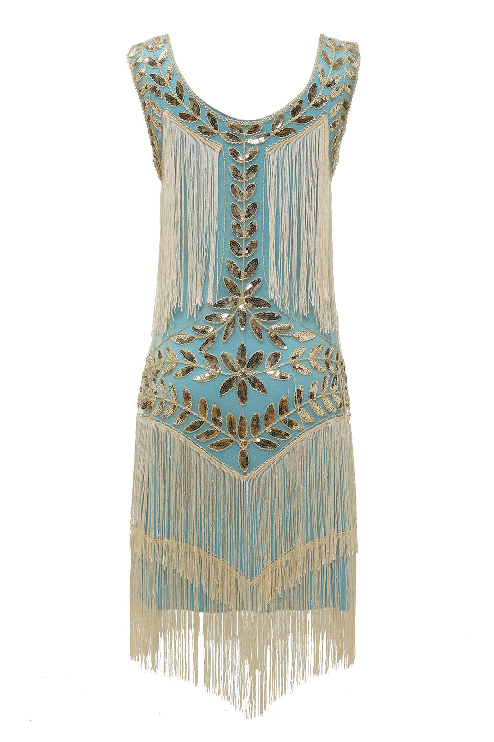 Plus Size Champagne Sequin Party Dress with Sequins and Fringes