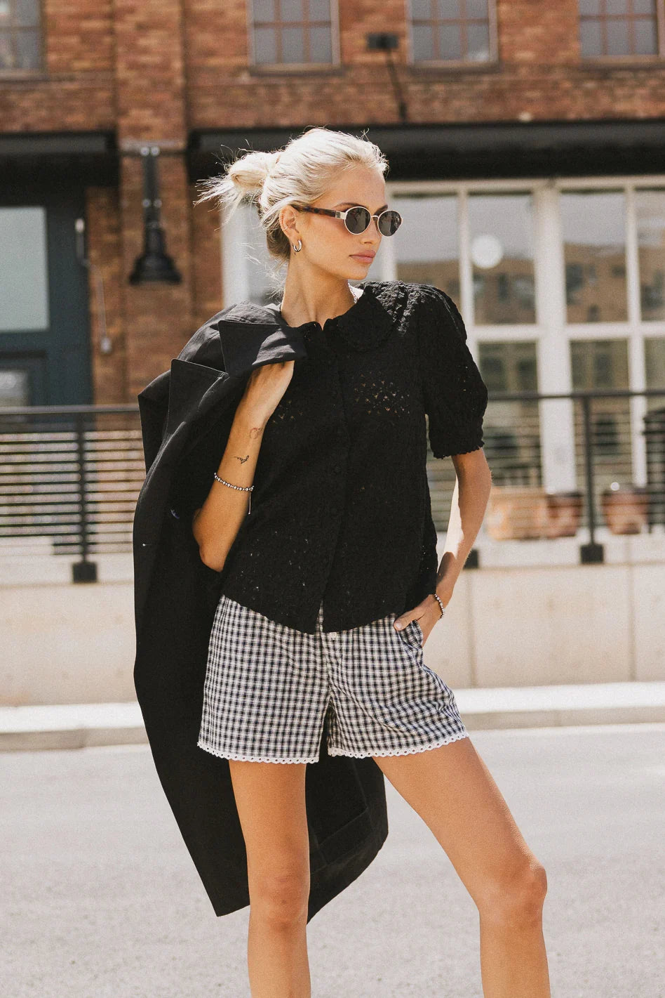 Sofia Gingham Shorts in Navy FINAL SALE