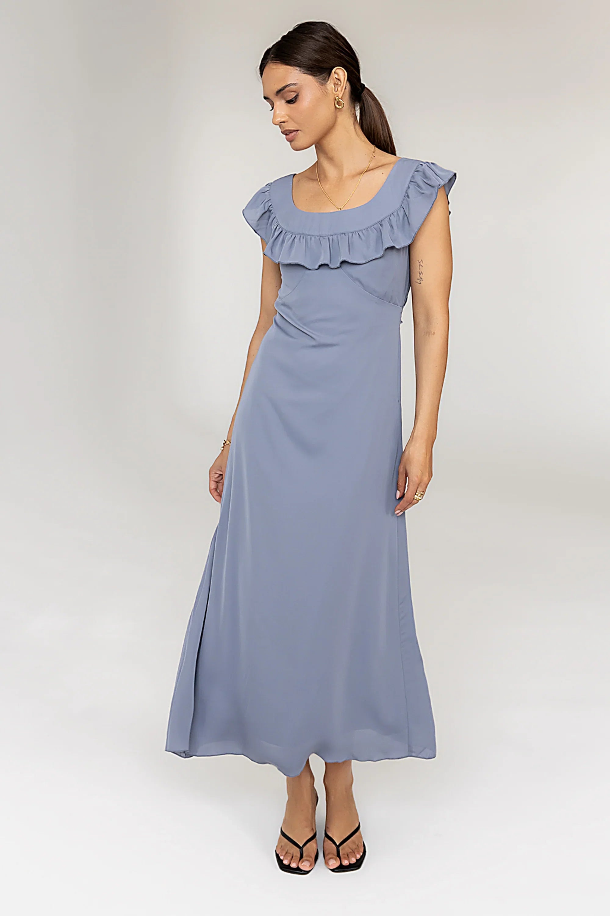 Lydia Ruffle Maxi Dress in Blue FINAL SALE