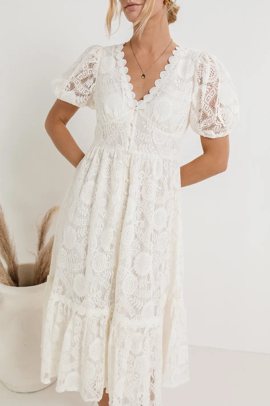 Rowan Lace Dress in White FINAL SALE