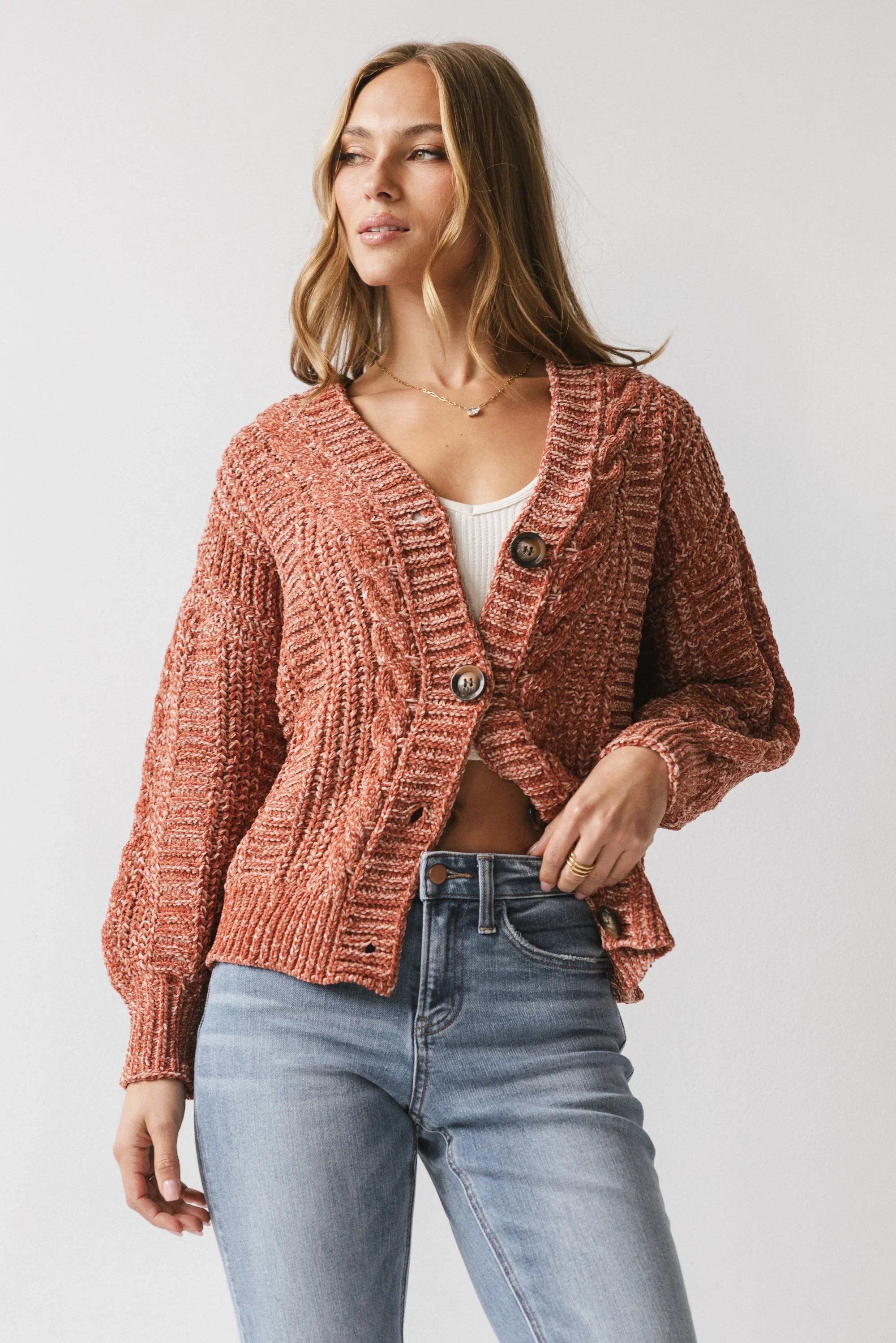 Brett Oversized Cardigan in Brick FINAL SALE
