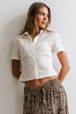 Brandy Ruched Button Up in Cream FINAL SALE