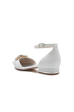 Simple Glitter Pointed Toe Ankle Strap Low Heels with Rhinestone
