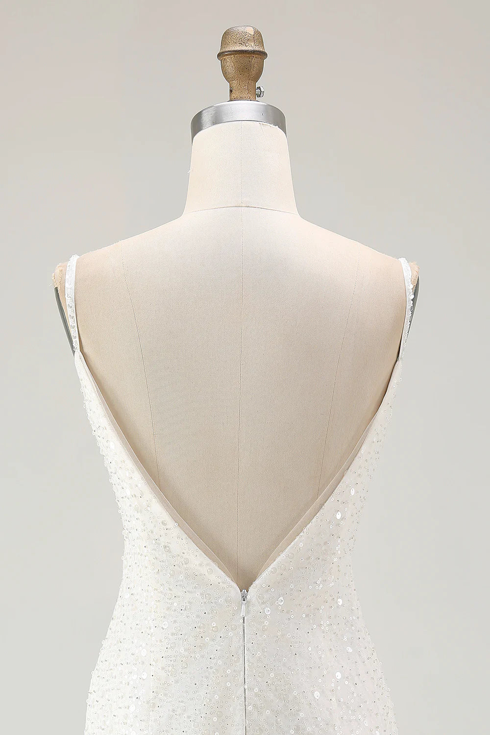 Sparkly White Sequins V Neck Mini Graduation Dress with Ruffles