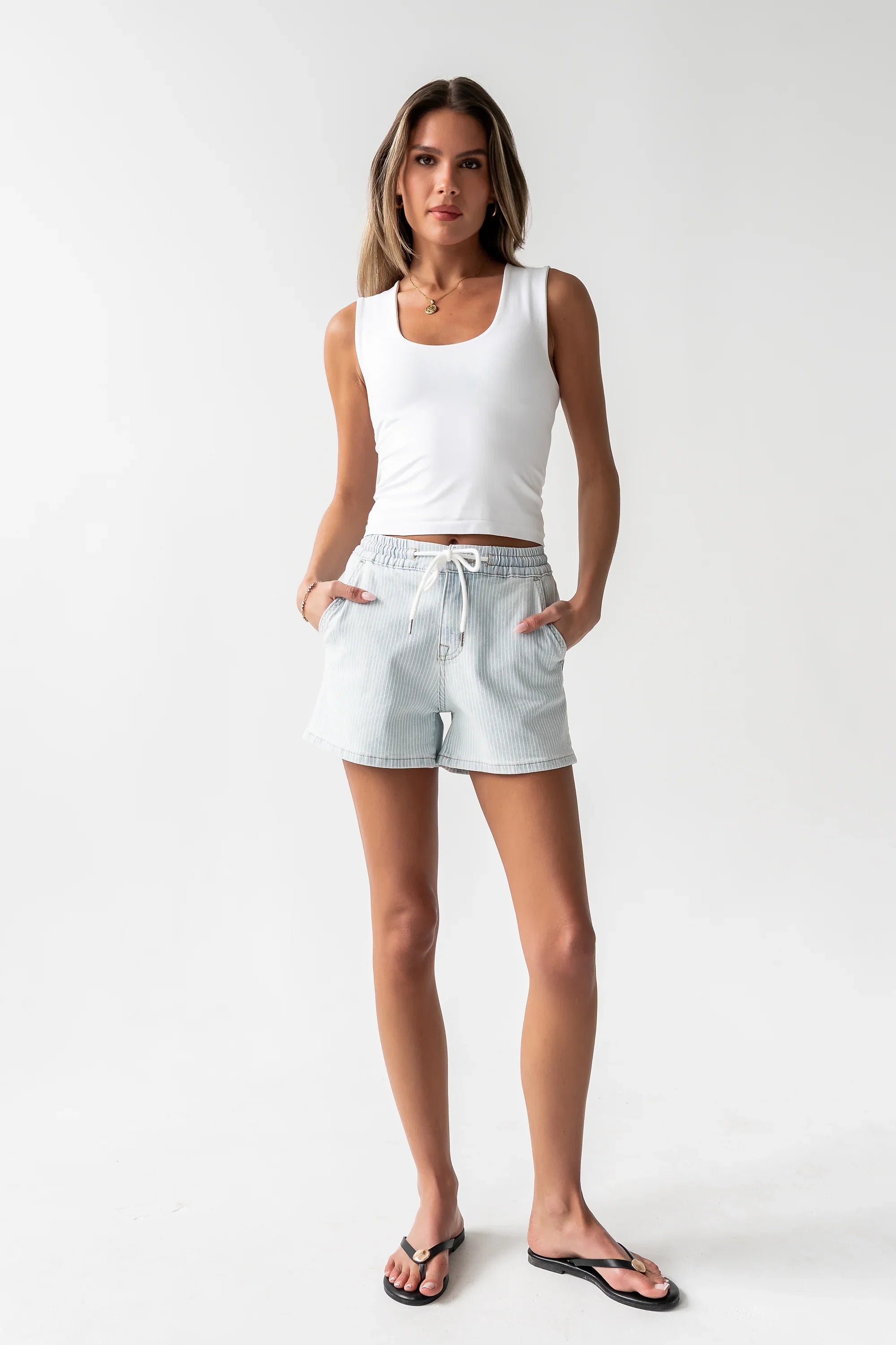 Thomas Striped Denim Shorts