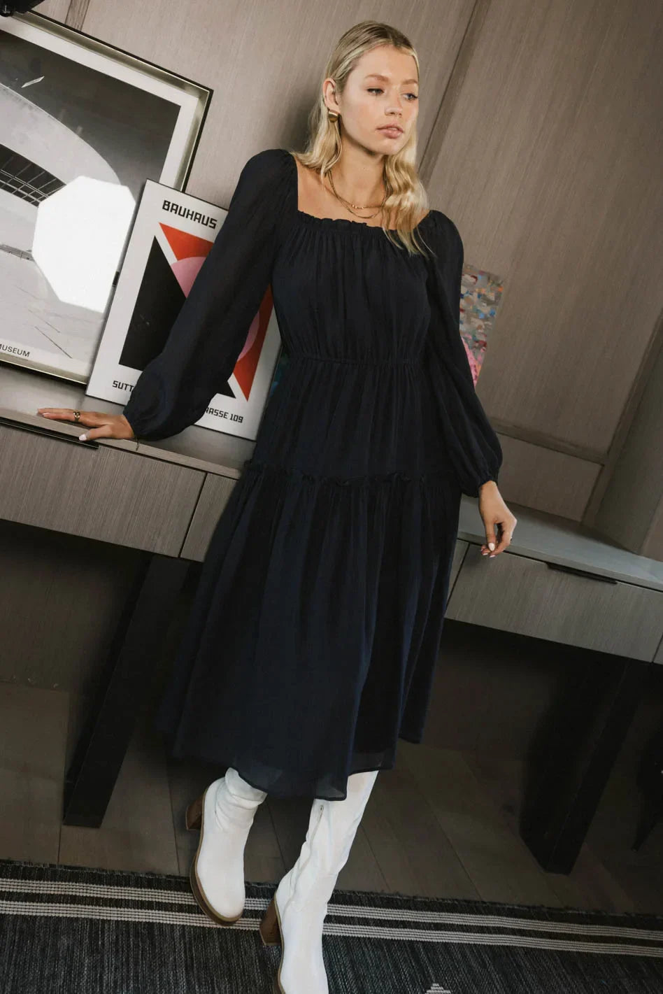Finnian Midi Dress in Navy FINAL SALE