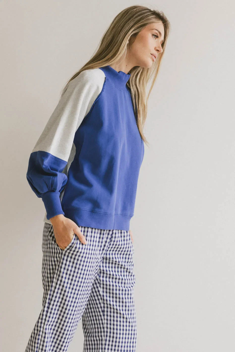 Drew Colorblock Sweatshirt in Blue FINAL SALE