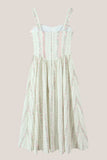 White Vintage Rose Printed A Line Cotton Midi Dress