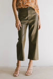 Sadie Wide Leg Pants in Olive Leather FINAL SALE