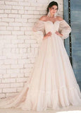 Pink Bohemian Unique Sweetheart Long Sleeve Wedding Dresses