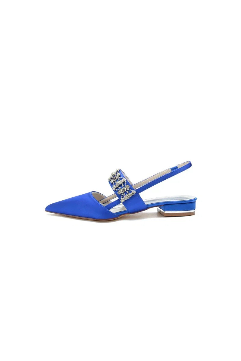 Pointed Toe Rhinestone Beaded Kitten Heels