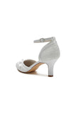 Chic White Lace Pointed Toe Heels with Silver Heel