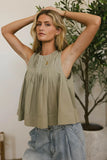 Ida Pleated Blouse in Olive FINAL SALE