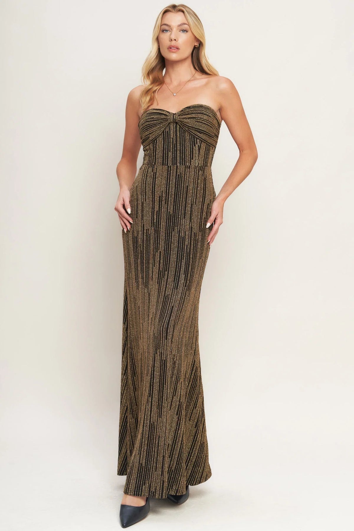 SACRED PROMISES METALLIC MAXI DRESS