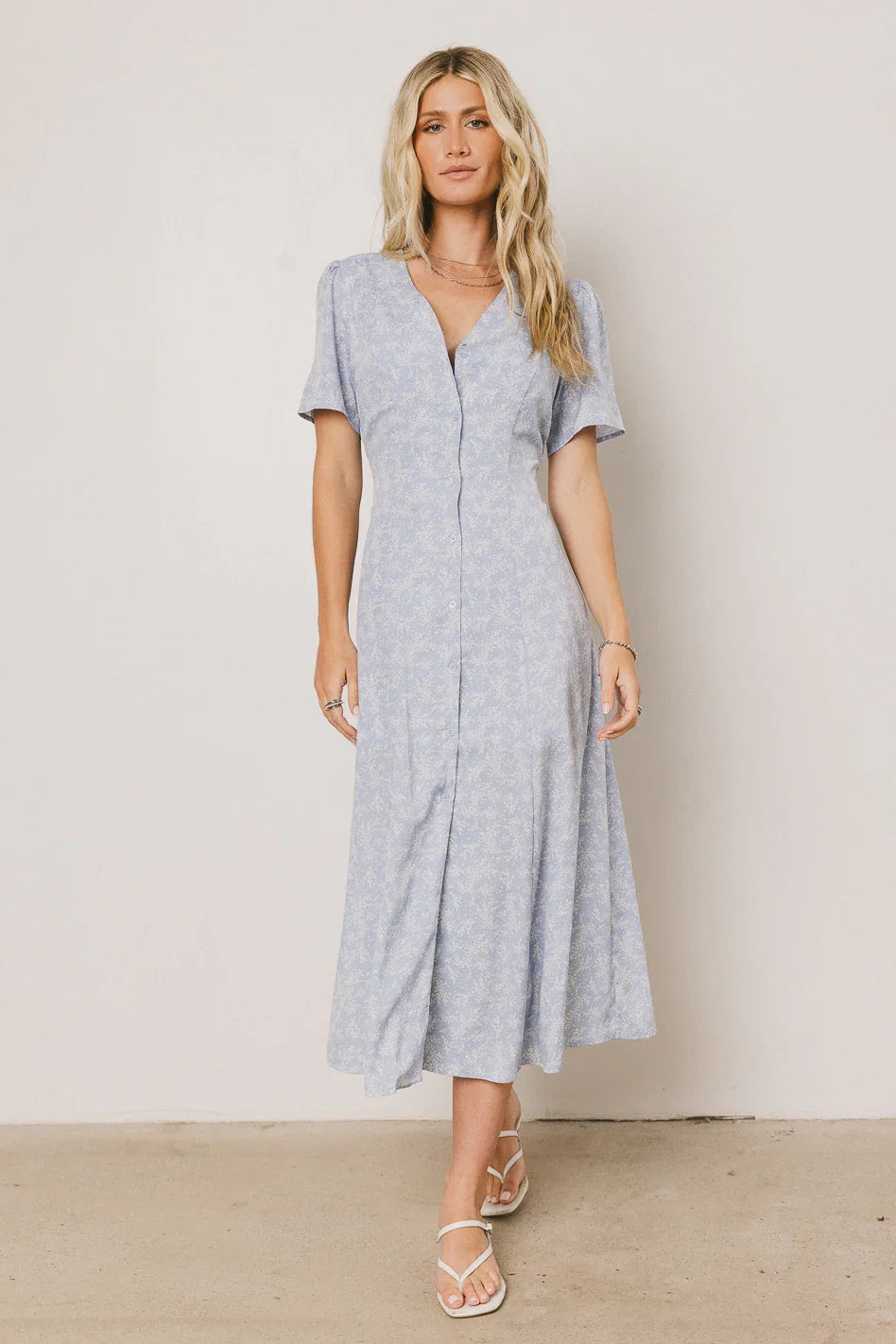 Kade Floral Midi Dress in Blue FINAL SALE