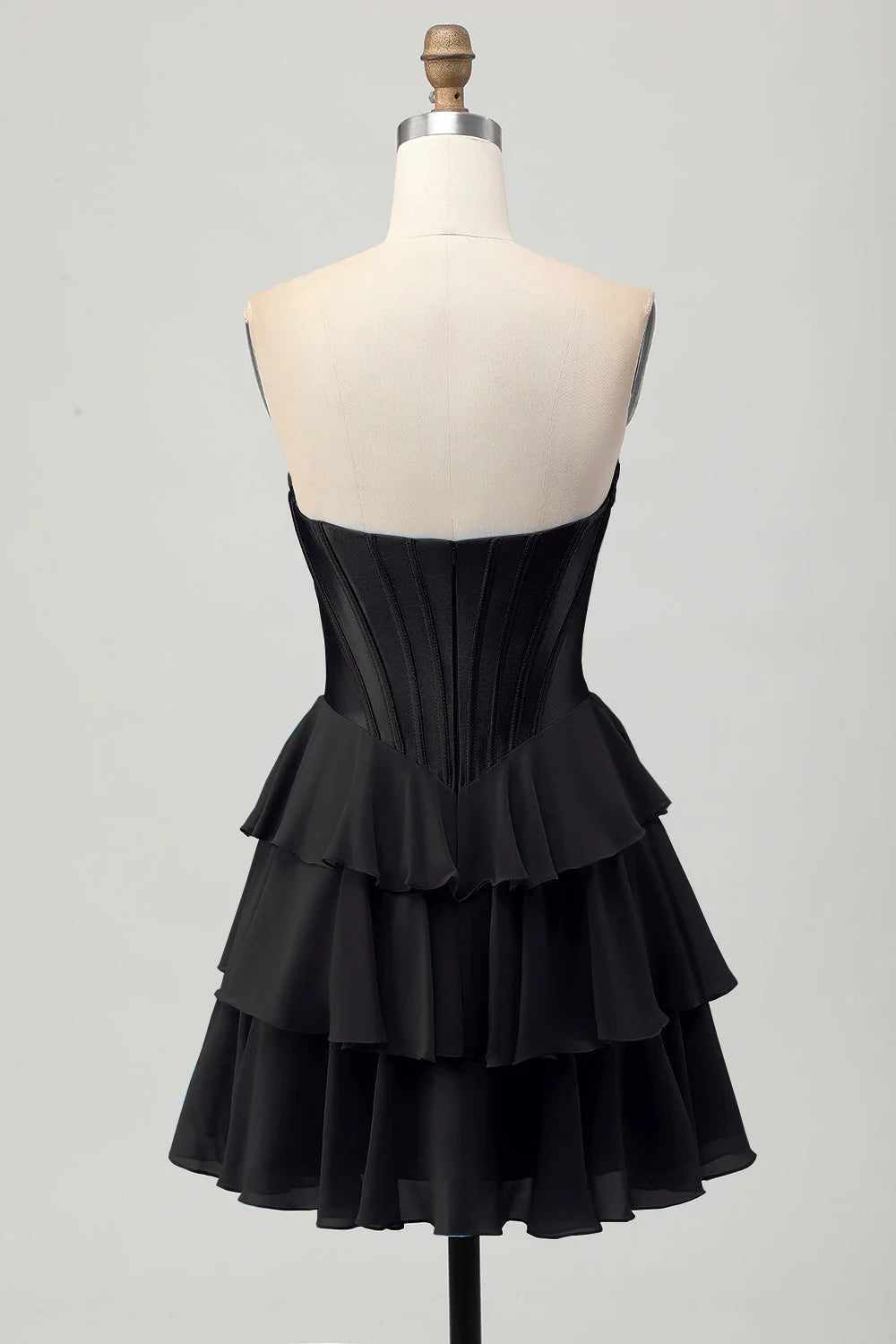 Tiered Strapless A Line Corset Blue Homecoming Dress