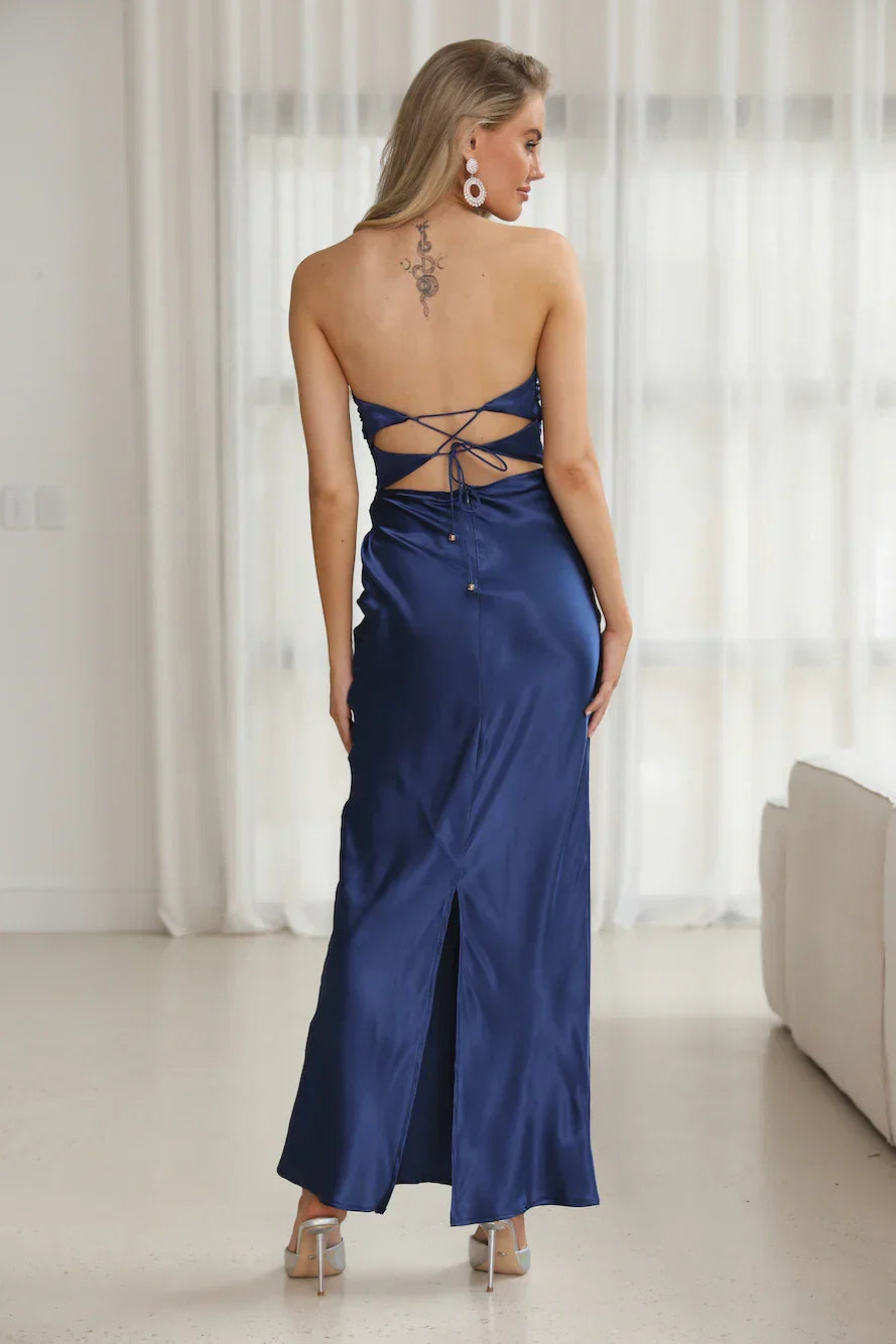 Harley Satin Maxi Dress Navy