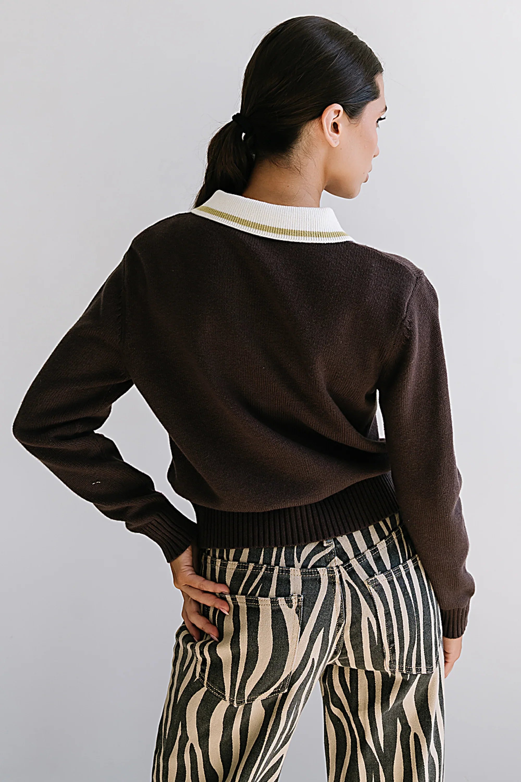 Justine Collared Sweater in Brown