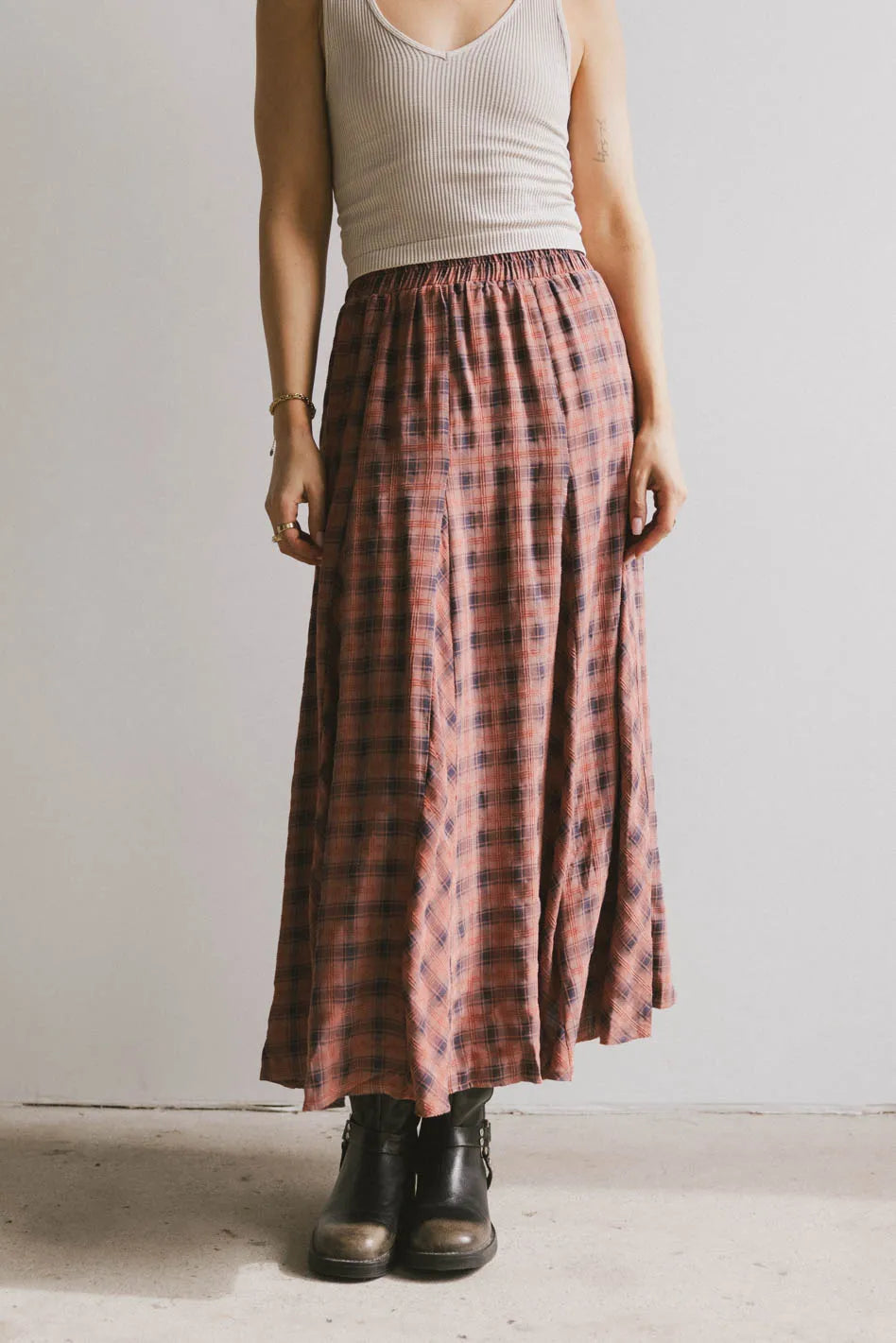 Pippin Plaid Maxi Skirt in Red FINAL SALE