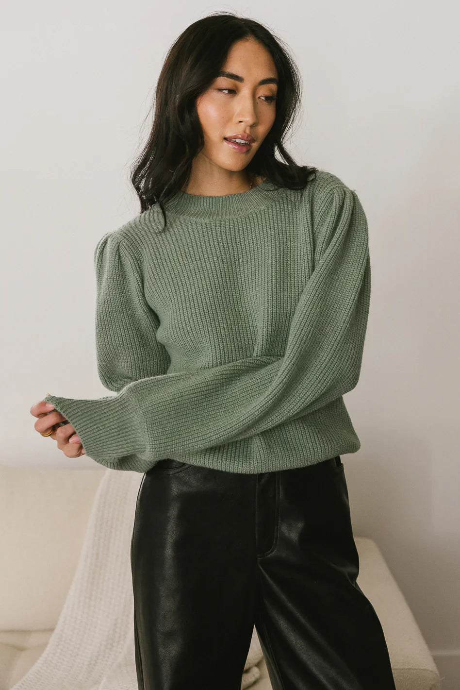 Amber Knit Sweater in Sage FINAL SALE