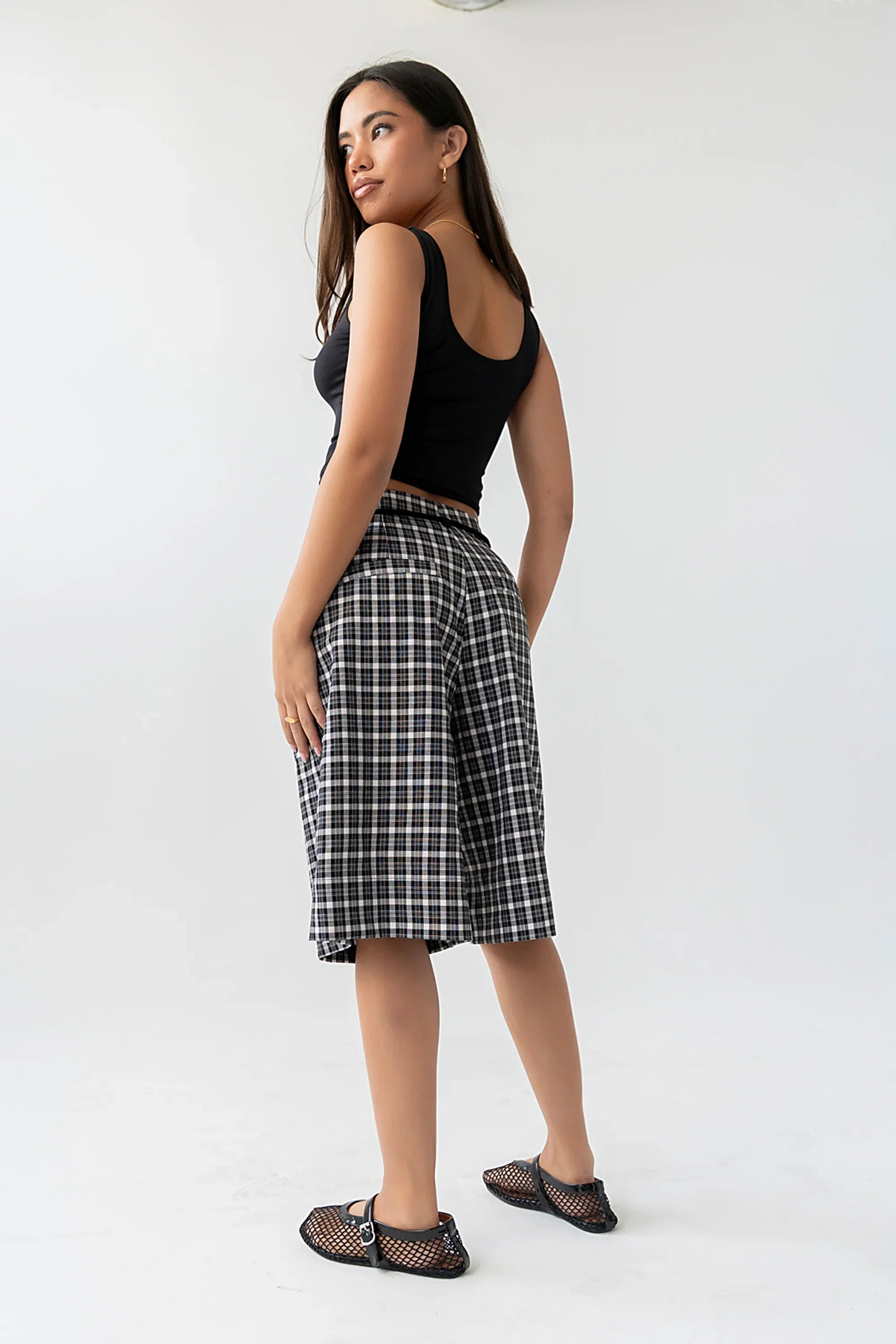 Wrenna Plaid Bermuda Shorts