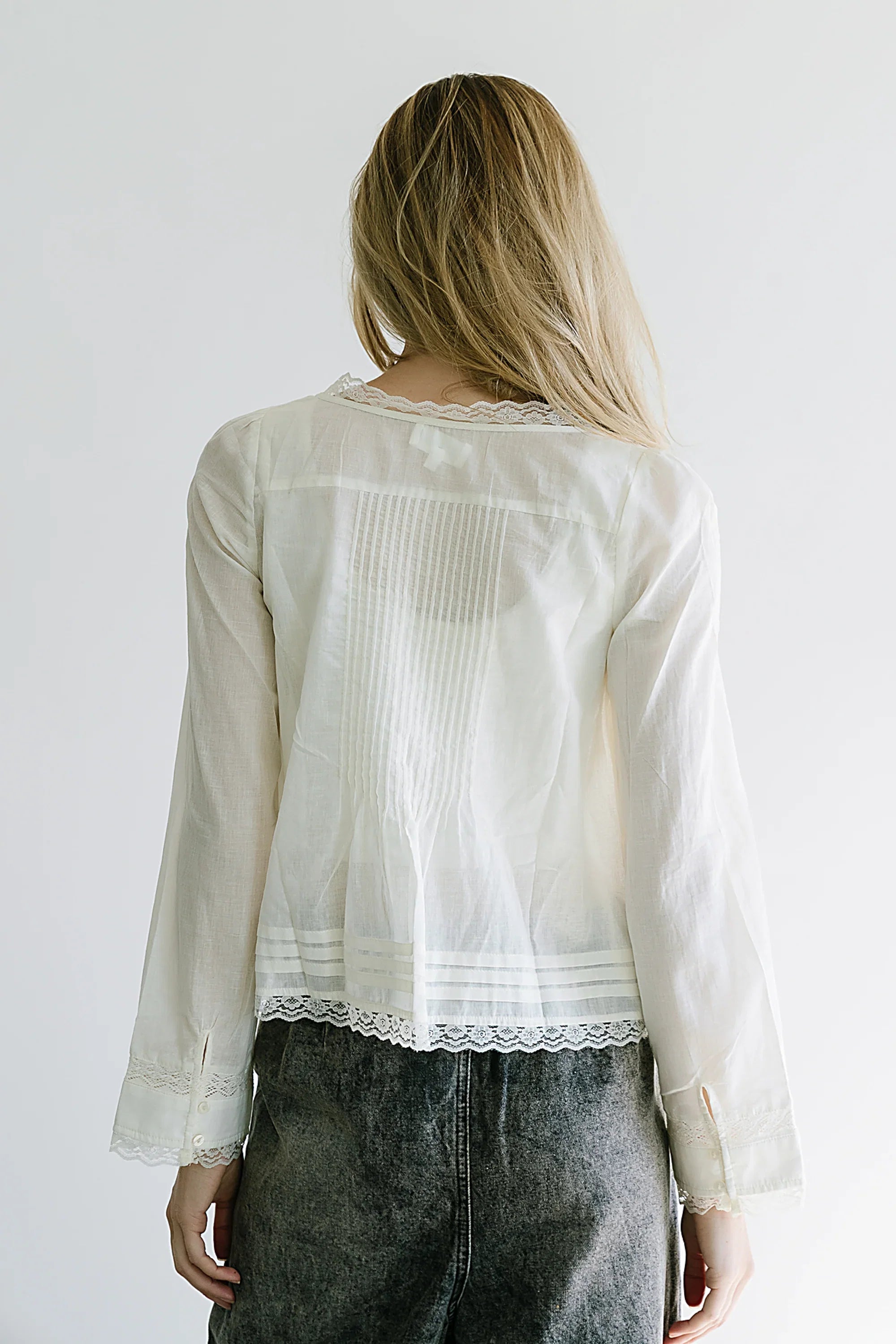 Taylor Sheer Blouse in Ivory FINAL SALE