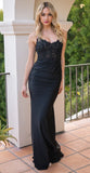 Rylie Gown Black Stretch Fitted Dress With Lace Bodice