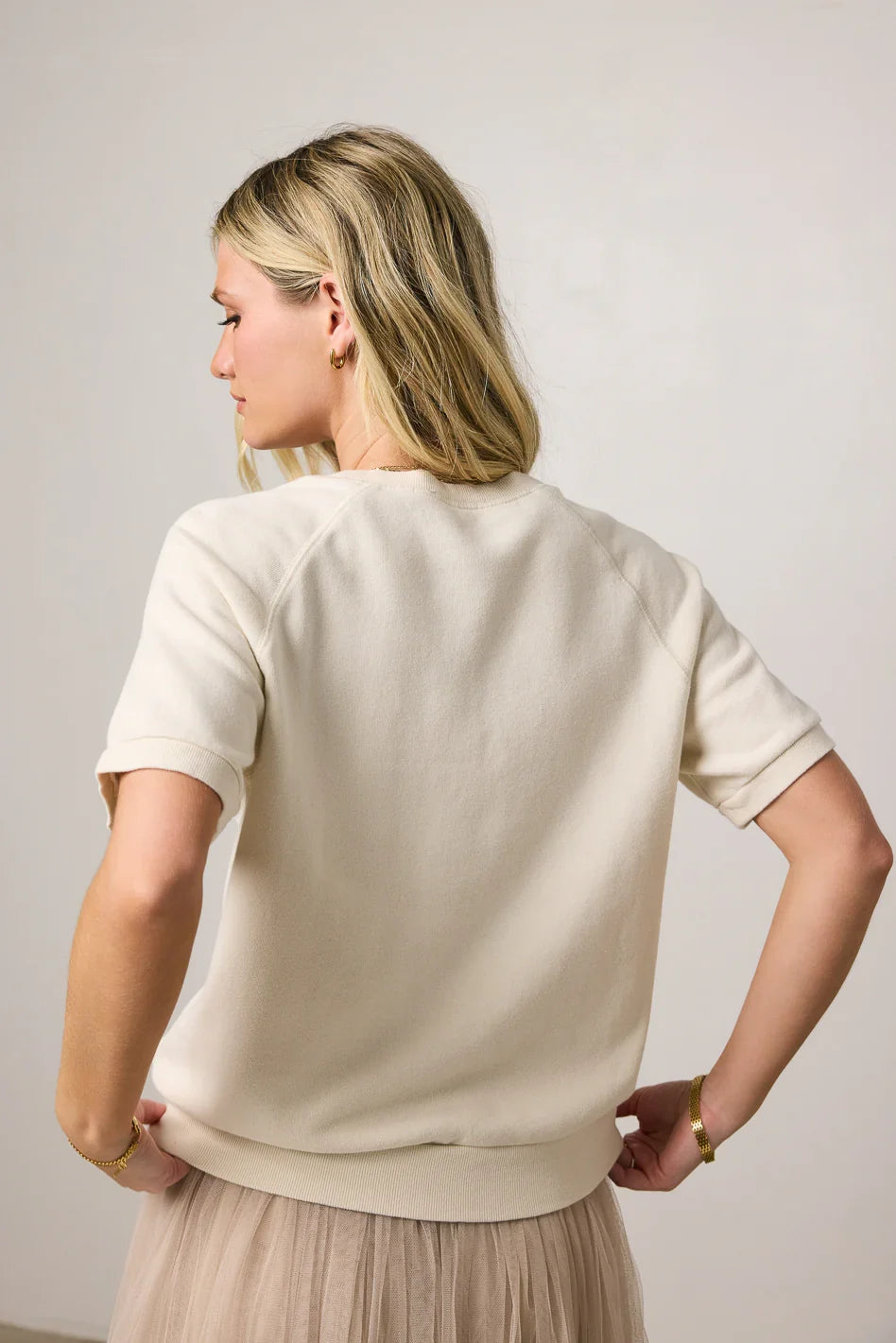 Pauly Short Sleeve Top in Cream