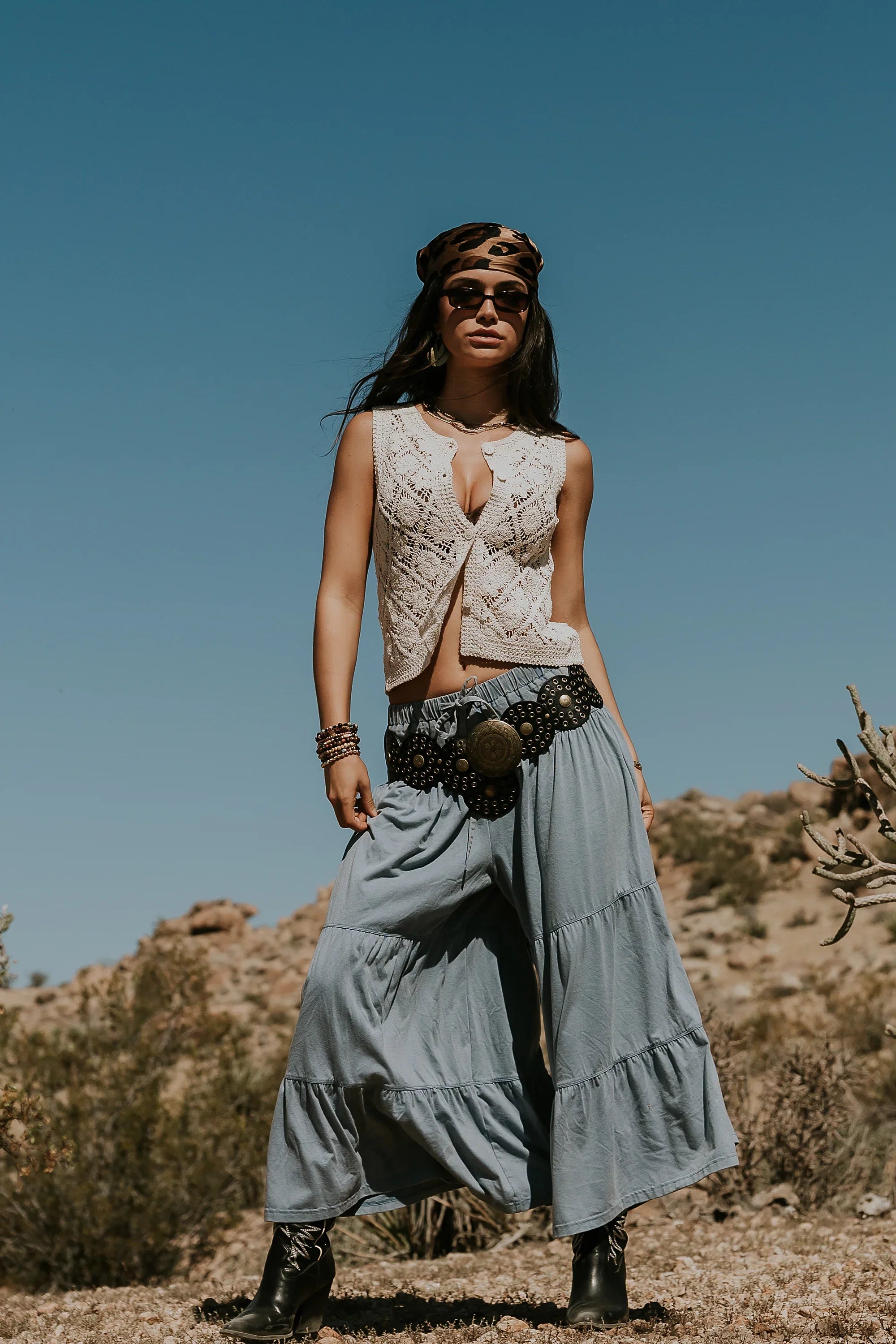 Asha Tiered Pants in Blue