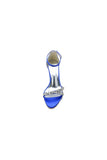 Glamorous Blue Shiny Pump with Silver Chain and Crystal Embellishments
