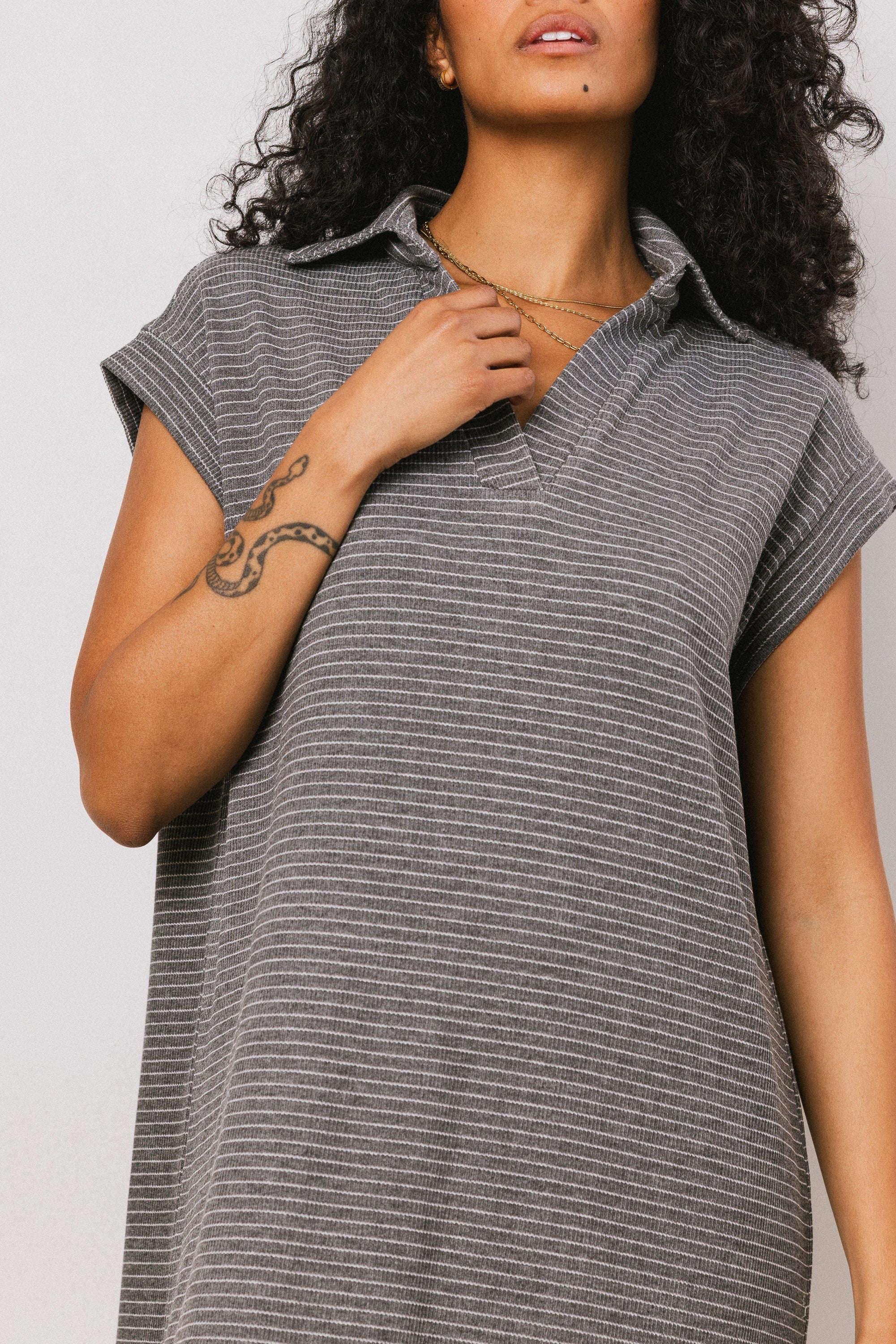 Elisa Striped Maxi Dress in Grey FINAL SALE