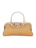 Womens Flower Rhinestones Top Handle Evening Clutch Bags