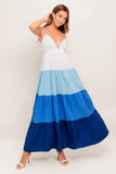 CRUISE MODE MIDI DRESS BLUE COLOR BLOCK