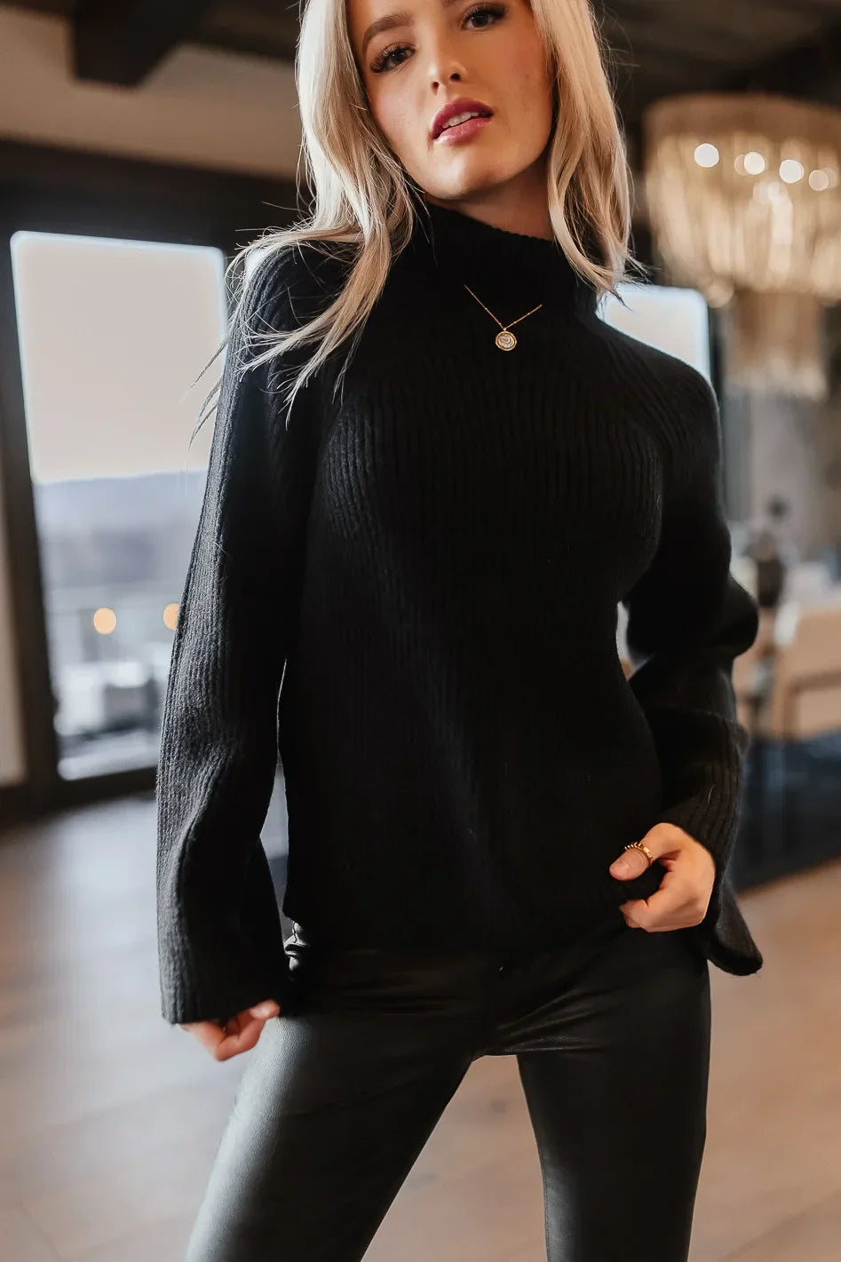 Paige Mock Neck Sweater in Black FINAL SALE