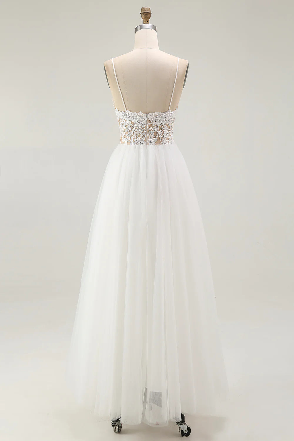 Lace White Tulle A Line Tea Length Graduation Dress