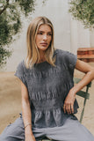 Ashton Smocked Top in Blue