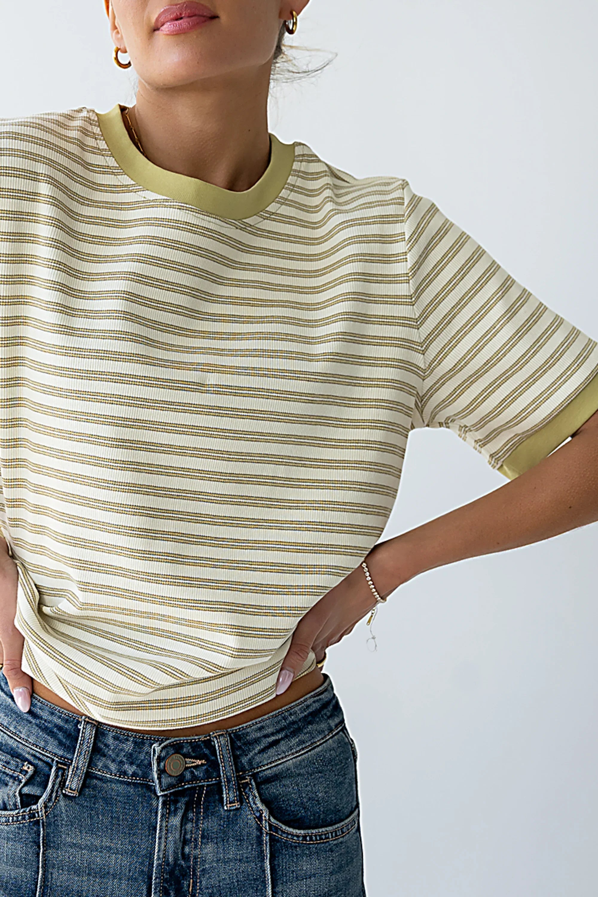 Jenna Striped Top in Green