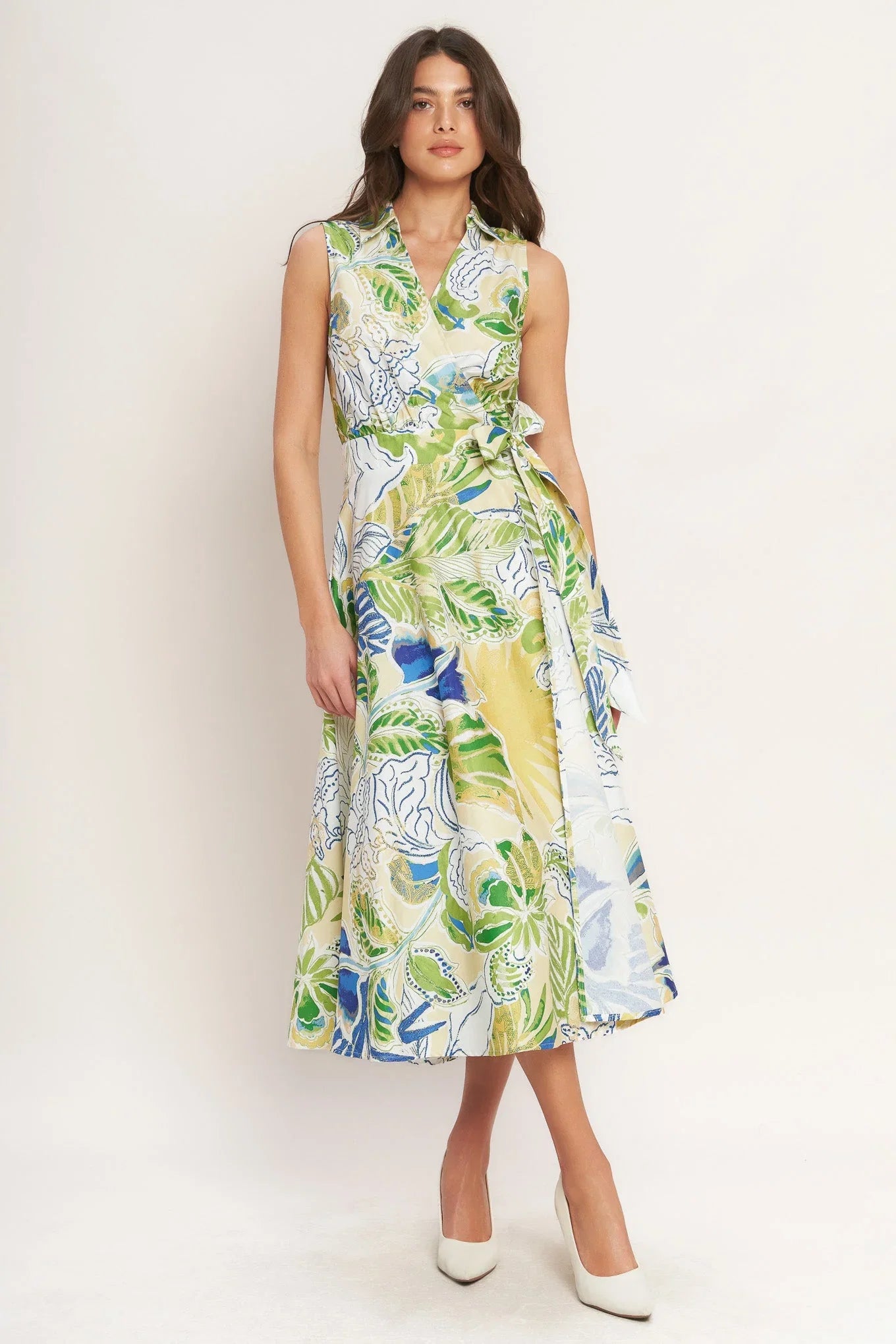 LAGOON FLOW MIDI WRAP DRESS