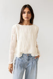 Zuri Smocked Blouse in Cream FINAL SALE