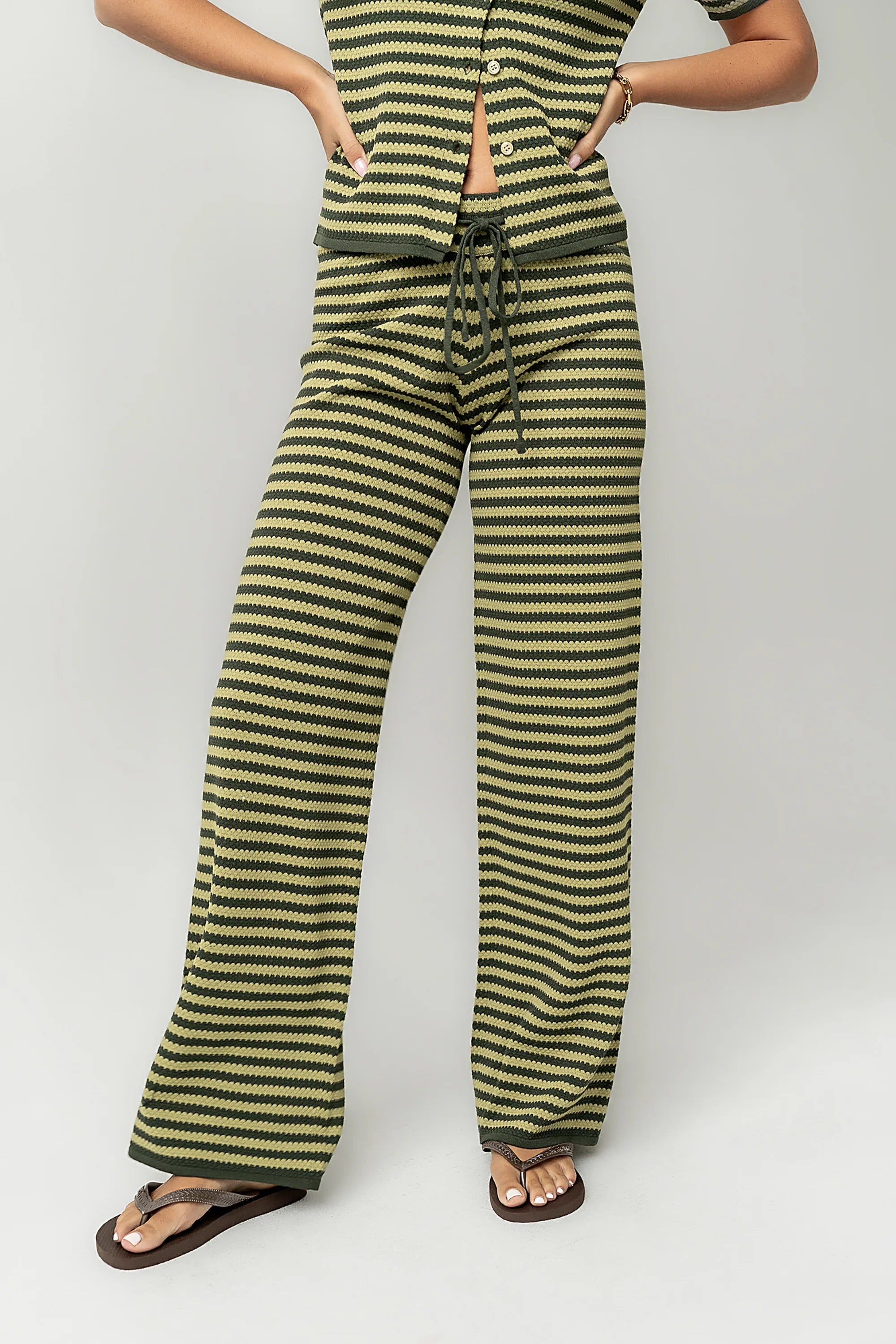 Ireland Striped Wide Leg Pants in Green FINAL SALE