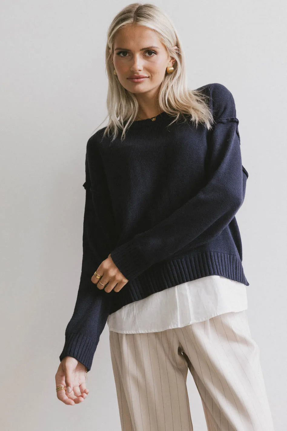 Marcel Knit Sweater in Navy FINAL SALE